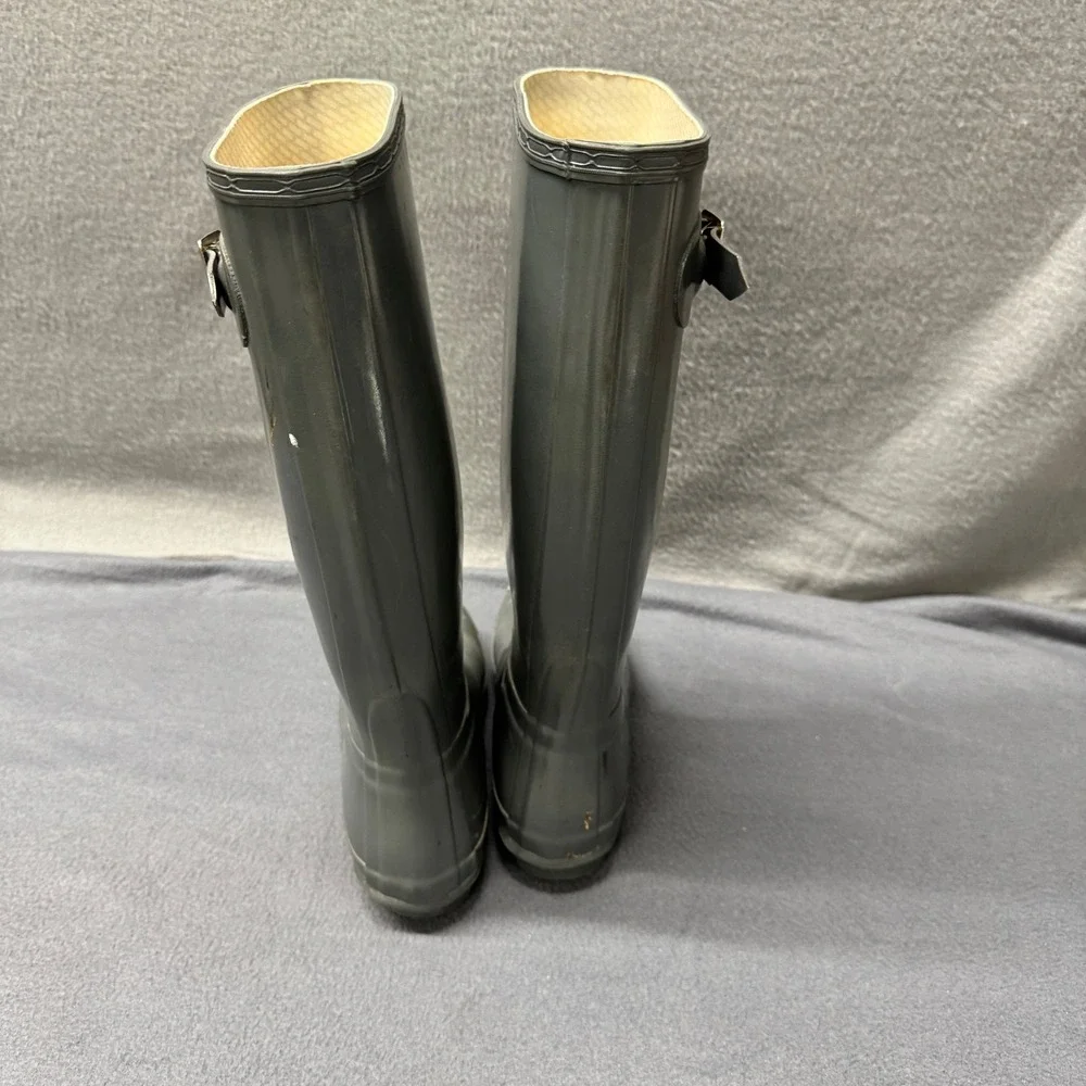 Hunter Rain Boots Womens 7 Original Gloss Gray Waterproof Pull On Outdoors
